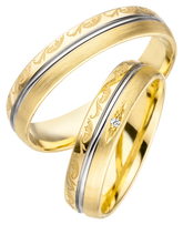 Linden Trauringe / Eheringe Bicolor Elsau mit 0.008 ct. - 1445/1446